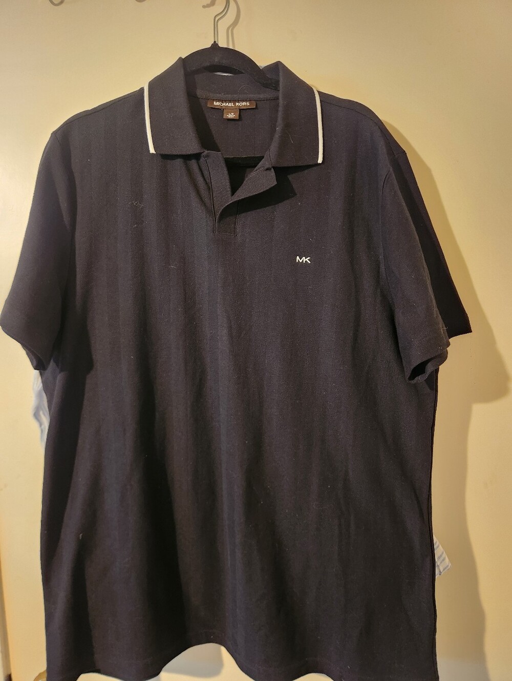 Michael Kors Black Polo with White Collar Trim Sz Large